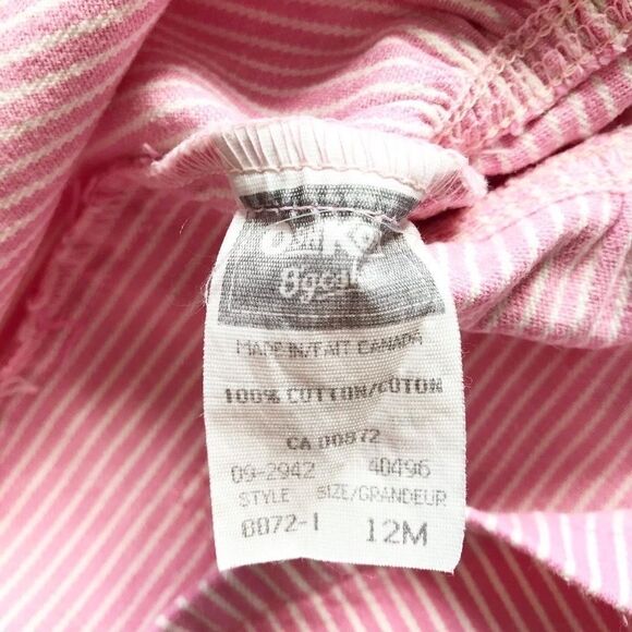 Vintage Oshkosh button denim pink stripe dress 12m - Picture 5 of 6